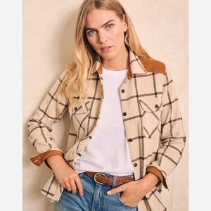 Faherty Daly Shirt Olivia Plaid Women Sz L 100% Cotton Corduroy Cowgirl Western